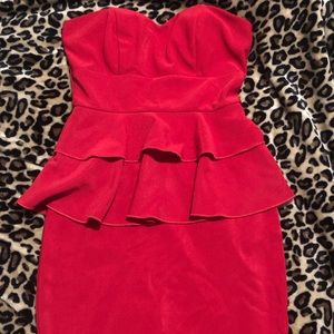 Strapless peplum mini dress